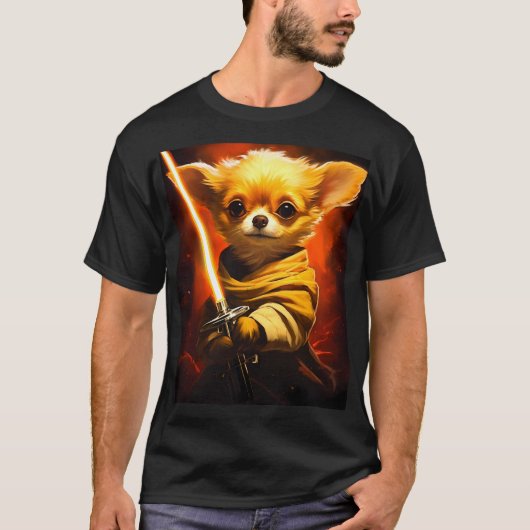 "Hij beschermt" Space Chihuahua T-shirt (Voorkant)