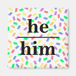 Hij besprenkelt hem pastel regenboog voornaamwoord magneet