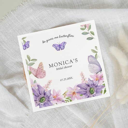 Hij bezorgt haar vlinders Bruidsfeest Elegant Servet