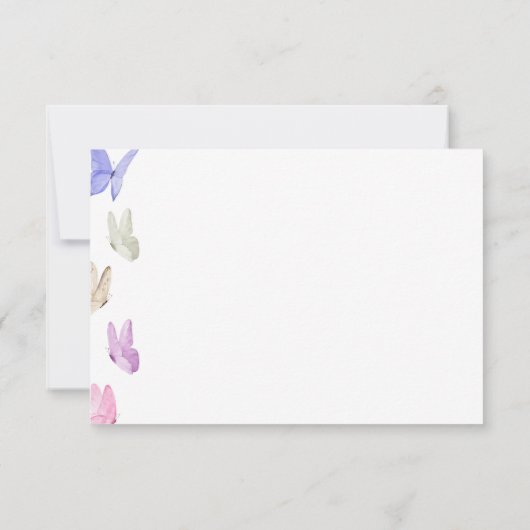 Hij bezorgt haar vlinders  Bruidsmeisjesfeestje Bedankkaart (Achterkant)