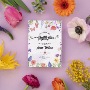 hij Bezorgt Me Vlinders Wildflower Bruidsmeisjesfe Kaart