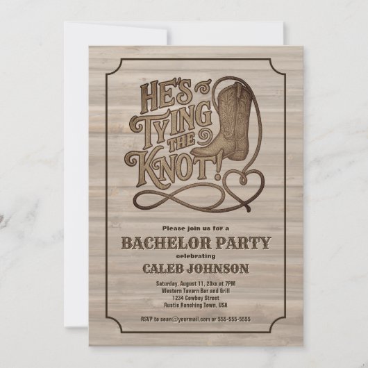 Hij bindt de knoop cowboy Westerne vrijgezellenfee Kaart (Voorkant)