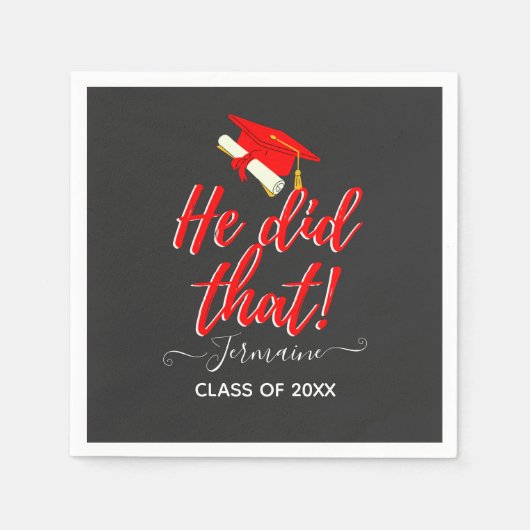 Hij deed dat| Red Funny Afstuderen Servet (Voorkant)