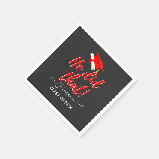 Hij deed dat| Red Funny Afstuderen Servet (Hoek)