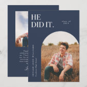 Hij deed de aankondiging van het Afstuderen van de (Voorkant / Achterkant)