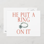 Hij deed een ring om haar vinger Bruid Aankondigingskaart (Voorkant / Achterkant)