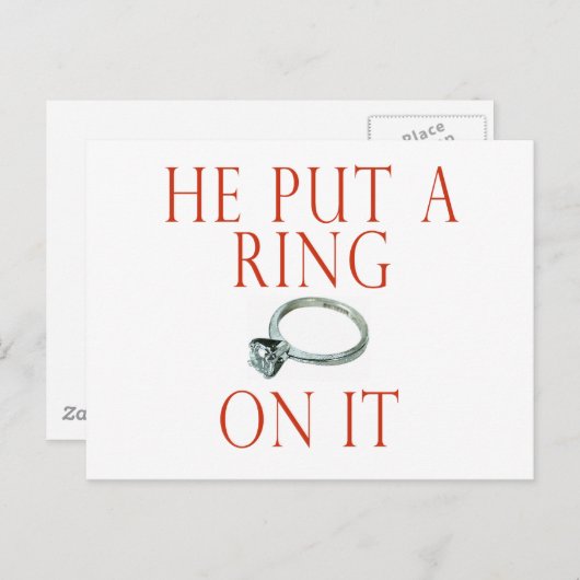 Hij deed een ring om haar vinger Bruid Aankondigingskaart (Voorkant / Achterkant)