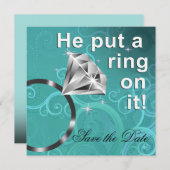 Hij deed er een ring aan - sla de Datum op Save The Date (Voorkant / Achterkant)