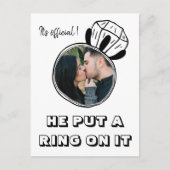 Hij deed er een ring om foto QR CODE verloving Aankondigingskaart (Voorkant)