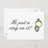 Hij deed er een ring om Verloving Aankondigingskaart (Voorkant / Achterkant)