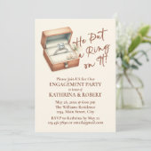 Hij deed er een ring op! Beige Engagement Party Kaart (Staand voorkant)