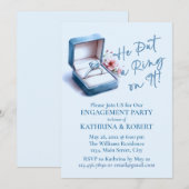 Hij deed er een ring op! Blue Engagement Party Kaart (Voorkant / Achterkant)