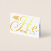 Hij deed het Afstudeerder Party Invitation 1 foto  Folie Kaarten (Voorkant)