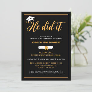 Hij deed het Afstudeerder Pet Tassel Black Afstude Kaart