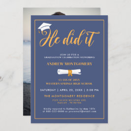 Hij deed het Afstudeerder Pet Tassel Blue Afstuder Kaart