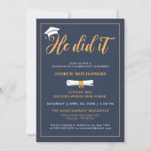 Hij deed het Afstudeerder Pet Tassel Blue Afstuder Kaart (Voorkant)