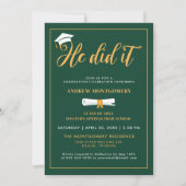 Hij deed het Afstudeerder Pet Tassel Green Afstude Kaart (Voorkant)