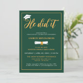 Hij deed het Afstudeerder Pet Tassel Green Afstude Kaart (Staand voorkant)