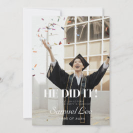 HIJ DEED HET AFSTUDEERFEEST UITNODIGING