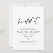 Hij deed het Afstuderen foto-uitnodiging Kaart (Voorkant)