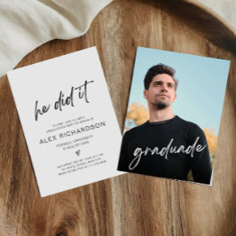 Hij deed het Afstuderen foto-uitnodiging Kaart
