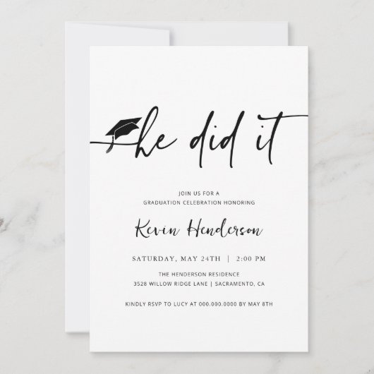 Hij deed het Afstuderen uitnodiging (Voorkant)