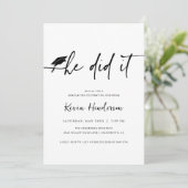 Hij deed het Afstuderen uitnodiging (Staand voorkant)