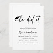 Hij deed het Afstuderen uitnodiging (Voorkant / Achterkant)