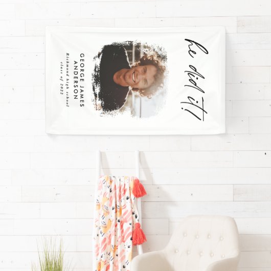 Hij deed het afstuderen van de costeengeometrische spandoek (Insitu)