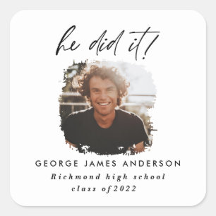 Hij deed het afstuderen van de costeengeometrische vierkante sticker