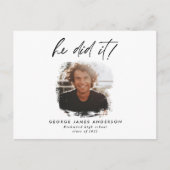 Hij deed het blauw modern afstuderen briefkaart (Voorkant)