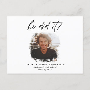 Hij deed het blauw modern afstuderen briefkaart