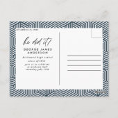 Hij deed het blauw modern afstuderen briefkaart (Achterkant)