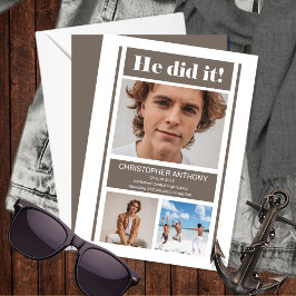 Hij deed het eenvoudige, minimalistische Afstudere Aankondiging