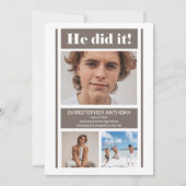 Hij deed het eenvoudige, minimalistische Afstudere Aankondiging (Voorkant)