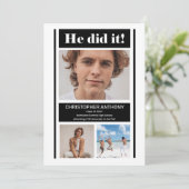 Hij deed het eenvoudige minimalistische BW-Afstude Aankondiging (Staand voorkant)