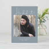 Hij deed het! Foto van Graduation Party Kaart (Staand voorkant)