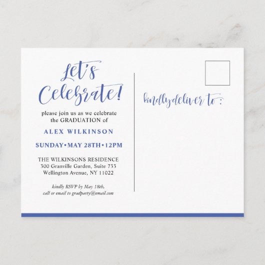 Hij deed het Moderne Afstuderen van de Jonge Manus Uitnodiging Briefkaart (Achterkant)