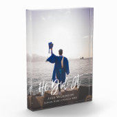 Hij deed het Moderne Manuscript Afstuderen Fotoblokken