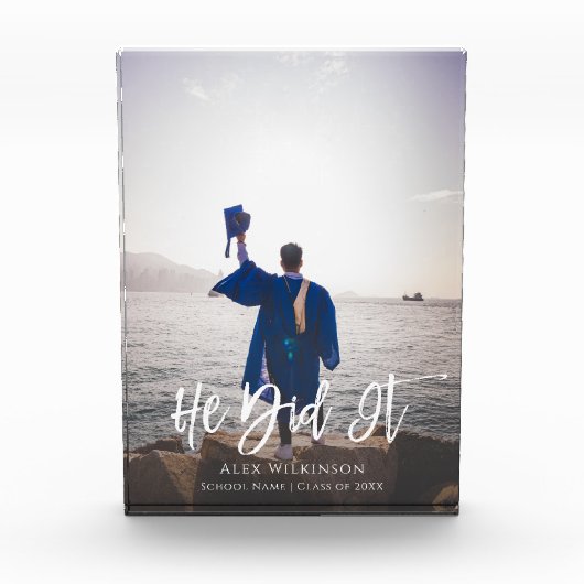 Hij deed het Moderne Manuscript Afstuderen Fotoblokken (Voorkant)