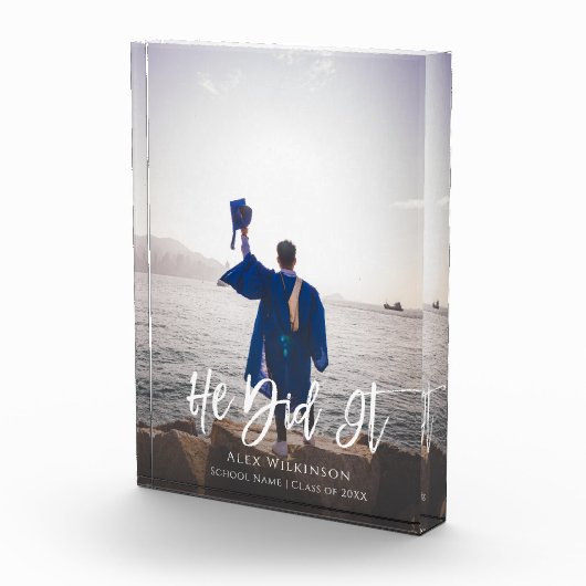 Hij deed het Moderne Manuscript Afstuderen Fotoblokken (Rechts)