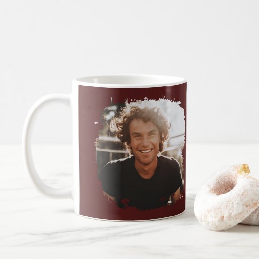Hij deed het moderne script foto afstuderen burgun koffiemok (Met donut)