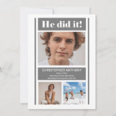 Hij deed het simpele minimalistische grijze Afstud Aankondiging (Voorkant)