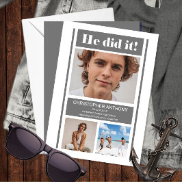 Hij deed het simpele minimalistische grijze Afstud Aankondiging