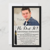 Hij deed het Tassel Custom Photo College Graduing Kaart (Voorkant)