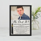 Hij deed het Tassel Custom Photo College Graduing Kaart (Staand voorkant)