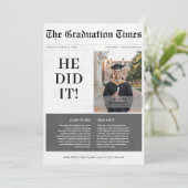 Hij deed het Unieke krant 2025 Afstuderen Foto Kaart (Staand voorkant)