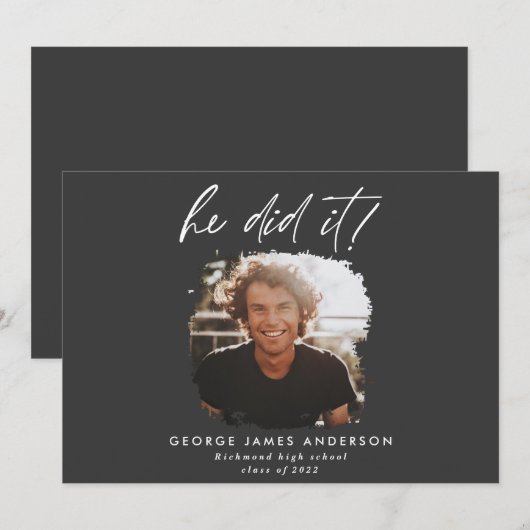 Hij deed het zwarte afstuderen van de moderne foto kaart (Voorkant / Achterkant)