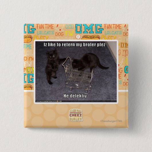 Hij defectiv vierkante button 5,1 cm (Voorkant)