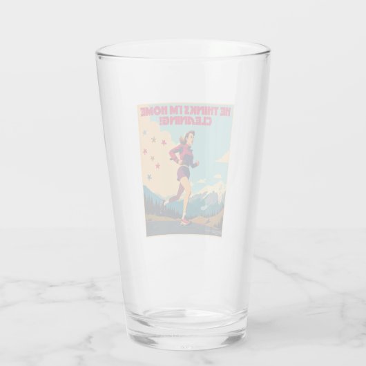 Hij denkt dat ik thuis Sassy Runner schoonmaak Glas (Achterkant)